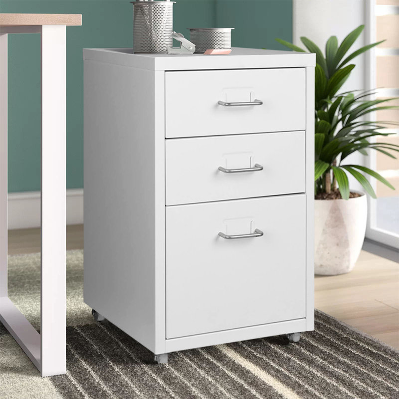 Eulonda 28cm Wide 3 -Drawer Mobile File Cabinet, White