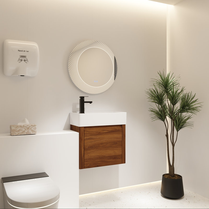 Meuble-lavabo mural avec lavabo en céramique et porte simple à fermeture en douceur, 22"