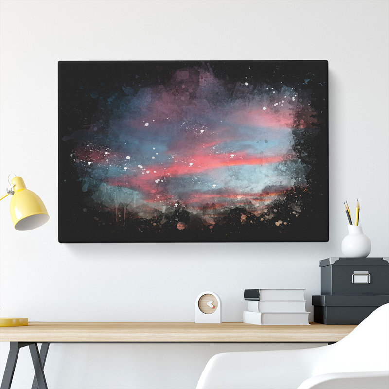 Sunset View Vol.2 Paint Splash - Wrapped Canvas, 60cm H x 91cm W x 3cm D