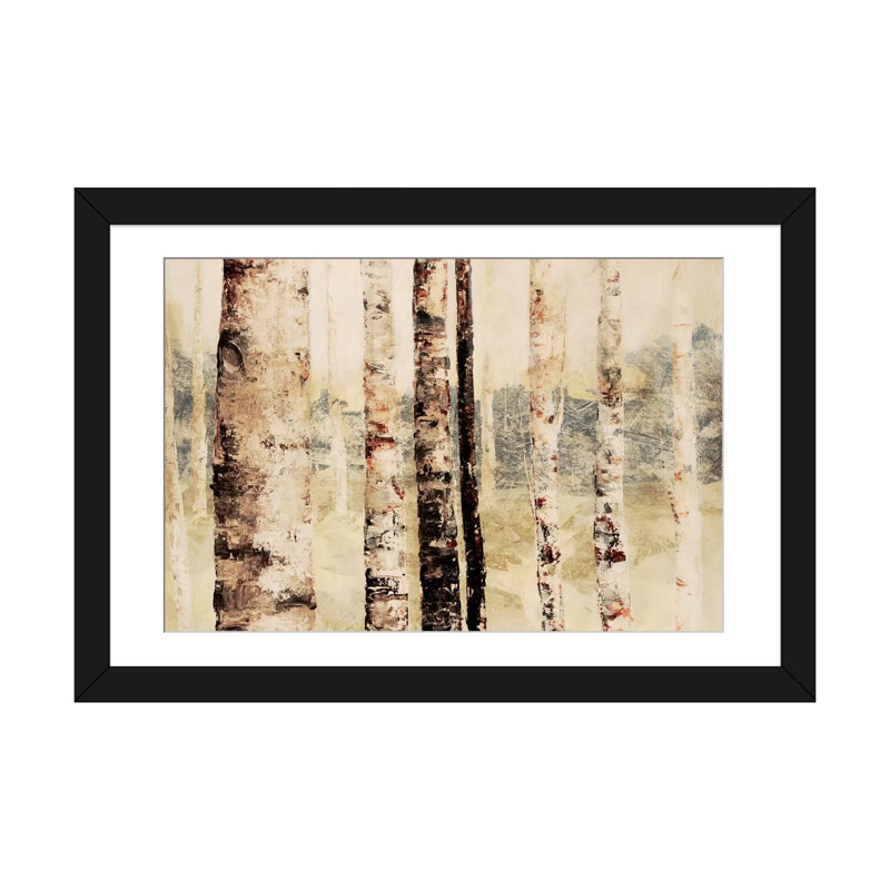 « forestières vi », impression sur toile, H 16 po x l 24 po x P 1 po, Papier d'art encadré noir, Blanc