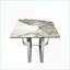 Table basse de salon rectangulaire avec plateau en pierre frittée et structure en métal argenté, résistante aux égratignures et facile à nettoyer