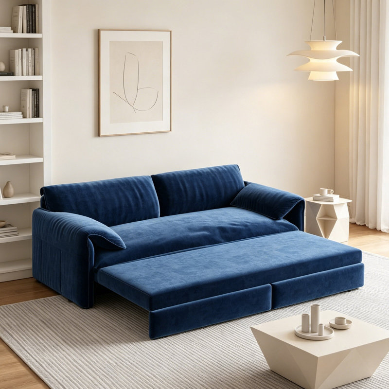 Grand canapé-lit escamotable, canapé-lit convertible 3 en 1 avec rangement latéral, causeuse multifonctionnelle en velours pour salon, chambre à coucher, appartement