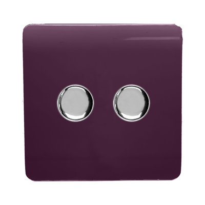 Trendi Switch 2 Gang 1 or 2 way 100w Rotary LED Dimmer Light Switch