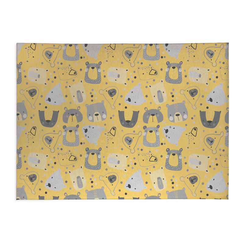 Bear Face Kids Play Mat, Rectangle 3' x 5'