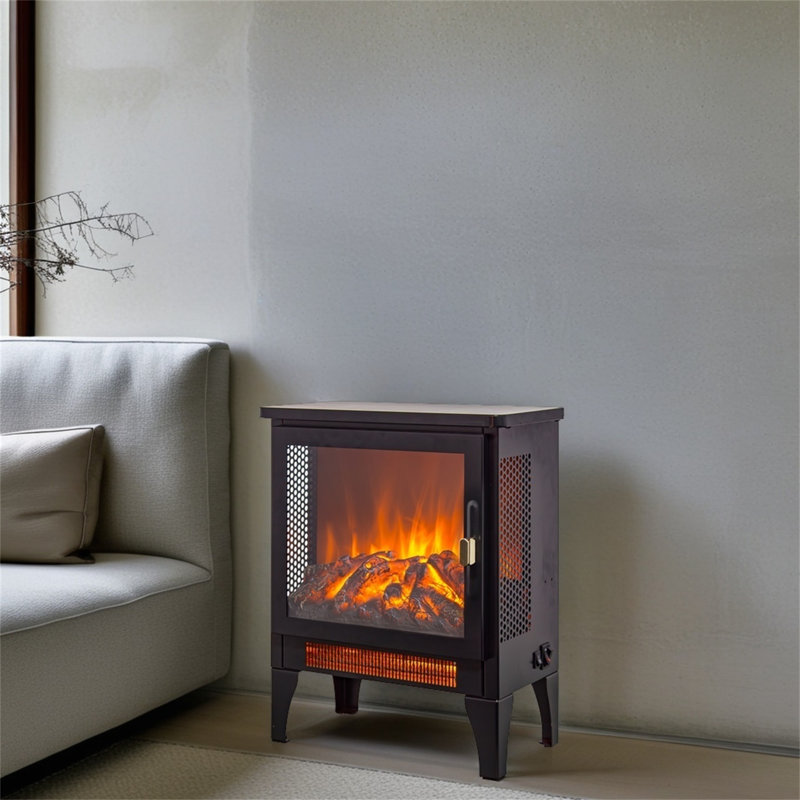 17-Inch Electric Fireplace With Realistic Flames And Overheat Protection