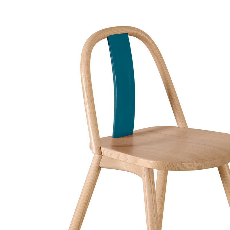 Chin-Chin Solid Wood Dining Chair, Emerald/Oak Nature
