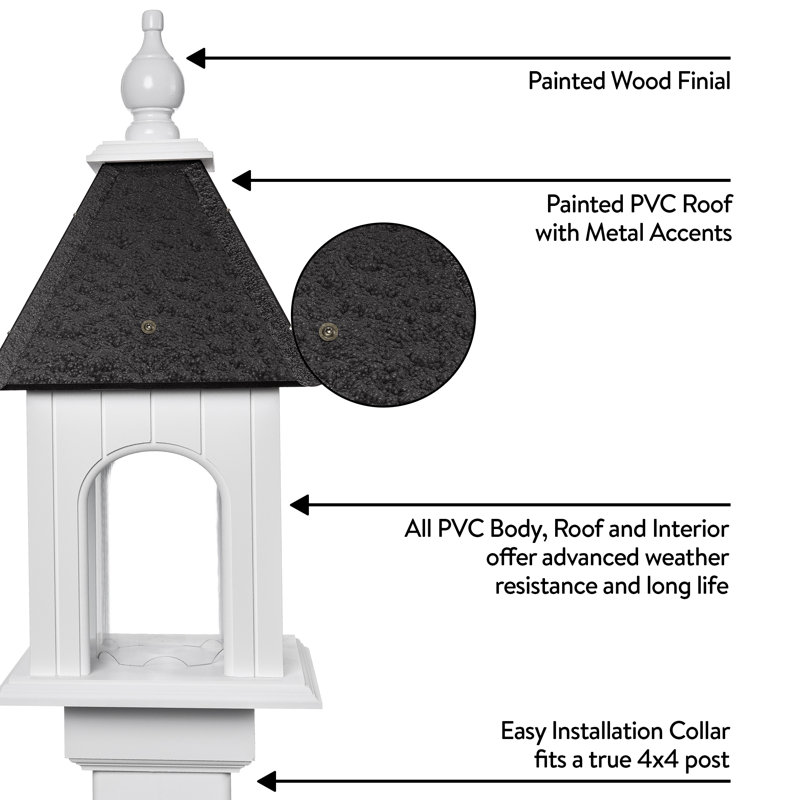 Krebs Water Resistant Pole Tube Bird Feeder, Grey