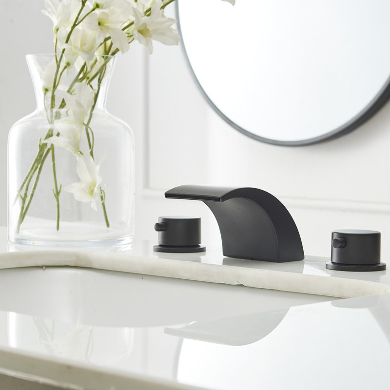 2-handle Bathroom Faucet with Drain Assembly, Matte Black