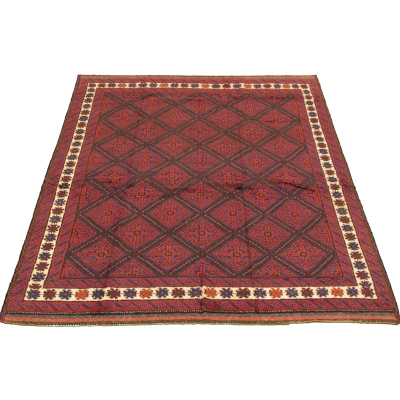 Tapis en laine rouge 6 pi 2 po x 7 pi 9 po "one-of-kind" à la main-noué la 1980 esari turque Shavertown