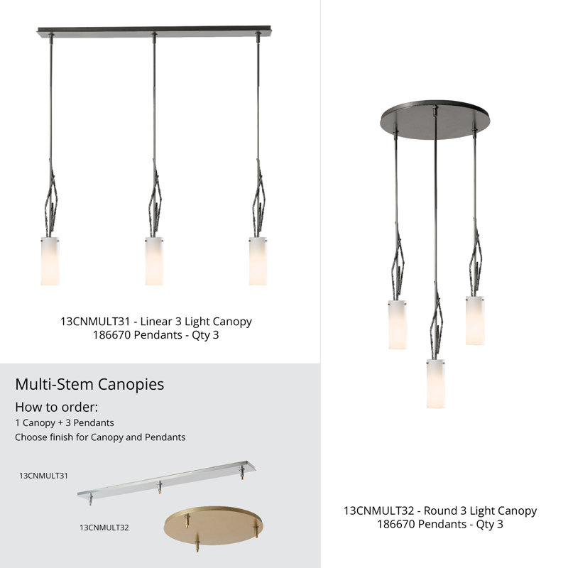 3-Light Round Canopy - Dark Smoke Finish, Dark Smoke