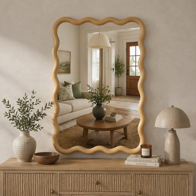 Wavy Solid Wood Frame Decorative Mirror