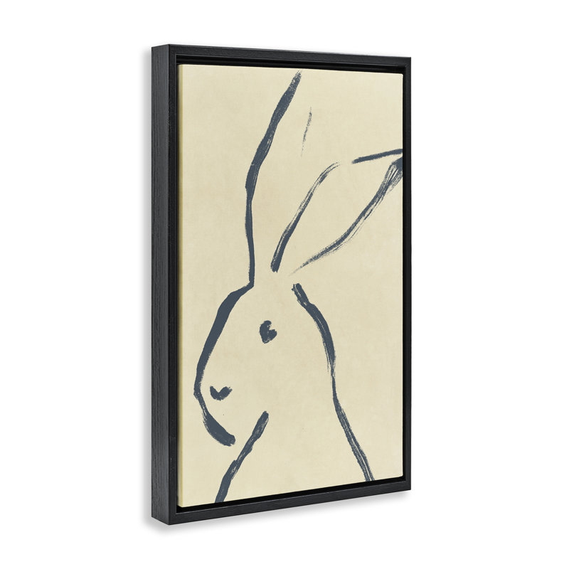«Minimal Brushed Rabbit Canvas Wall Art» par June Erica Vess, H 31 po x l 21 po, Cadre flottant noir de jais