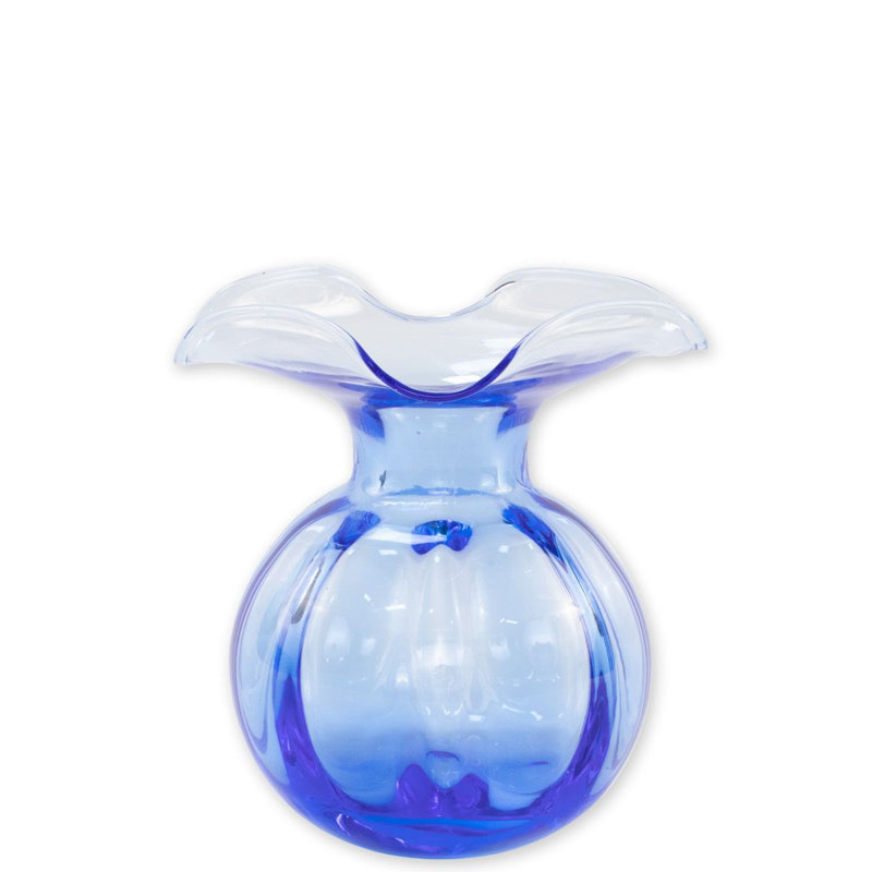 Hibiscus Glass Vase, 5.5" H x 5" W x 5" D - Bud, Cobalt
