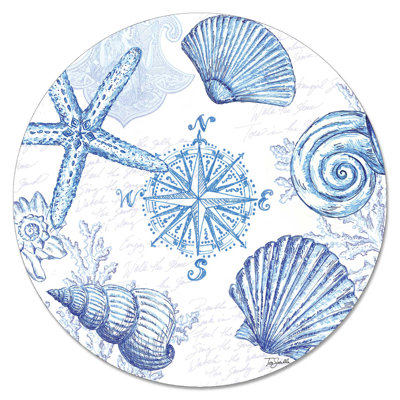 Chorleywood Coastal Sketch Tempered Glass Lazy Susan Turntable