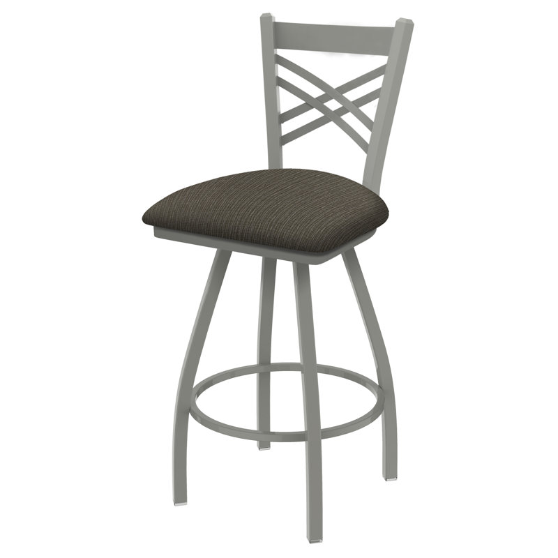 Tabouret pivotant XL 820 Catalina, Nickel anodisé, Tissu - graphique calice, Tabouret de bar (siège d'une hauteur de 36 po)