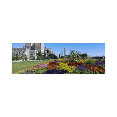Flowers In A Garden, Welcome Garden, Grant Park, Michigan Avenue, Roosevelt Road, Chicago, Cook County, Illinois, USA - Wrapped Canvas Panoramic Print