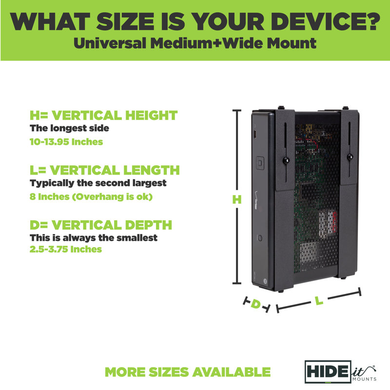 Adjustable Black Steel Medium Wide Device Wall Mount