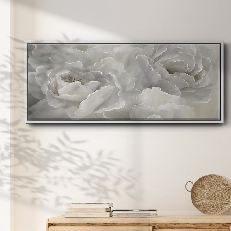 Doux pivoine, toile encadrée, H 20 po x l 50 po
