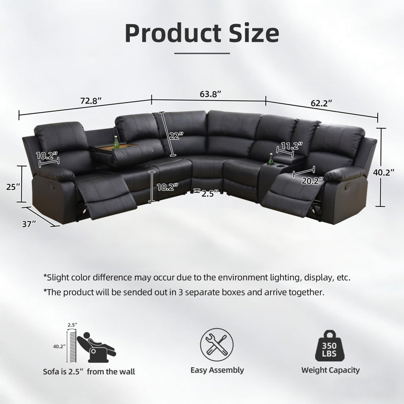 3 - Piece Upholstered Reclining Sectional