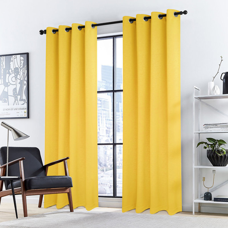 Ensemble de 2 rideaux isolants Lingle, Jaune