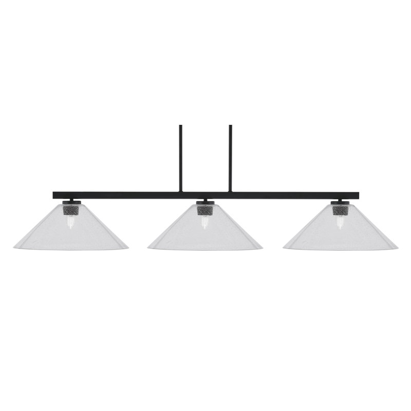 Barre d'éclairage 3 lumières avec verre 16 po Atlas, H 7,75 po x l 51,5 po x P 16 po, Bulle transparente, Noir mat
