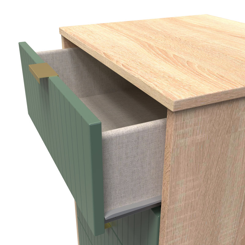 Beranda 45cm W Manufactured Wood Bedside Table, Labrador Green/Bardolino Oak