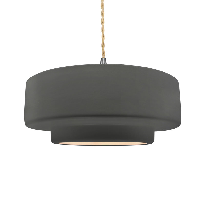 Luminaire suspendu à 1 lumière Meydan, H 6 po x l 16,25 po x P 16,25 po, Gris brillant, Nickel brossé