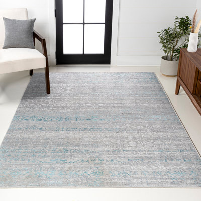 Tapis gris / turquoise Saulsberry Modern Strie