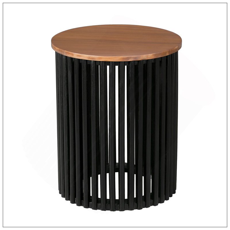 ACACIA SOLID WOOD SIDE TABLE,NATURAL & BLACK COLOR