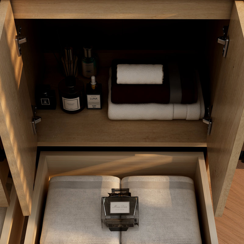 Victoria 35.4'' Oak Freestanding Bathroom Vanity with Acrylic Top