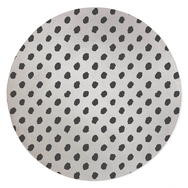 Grunge Dot Non-Slip Outdoor Rug, Round 5'