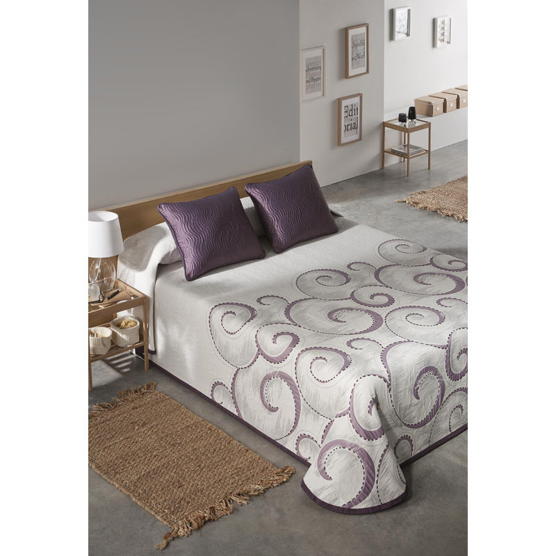 Paityn Polyester Paisley Bedspread, Purple, 270 x 275 cm