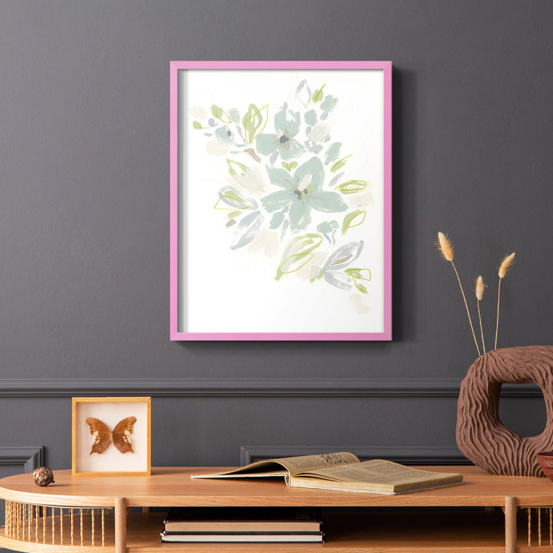 «Seafoam Petals IV», reproduction encadrée - bois massif, Rose, H 10 po x l 8 po
