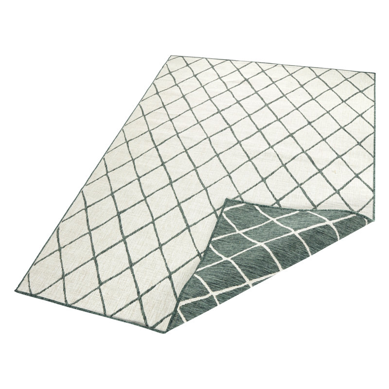 Malaga Flatweave Green/Light Grey Rug, Rectangular 80 x 150cm