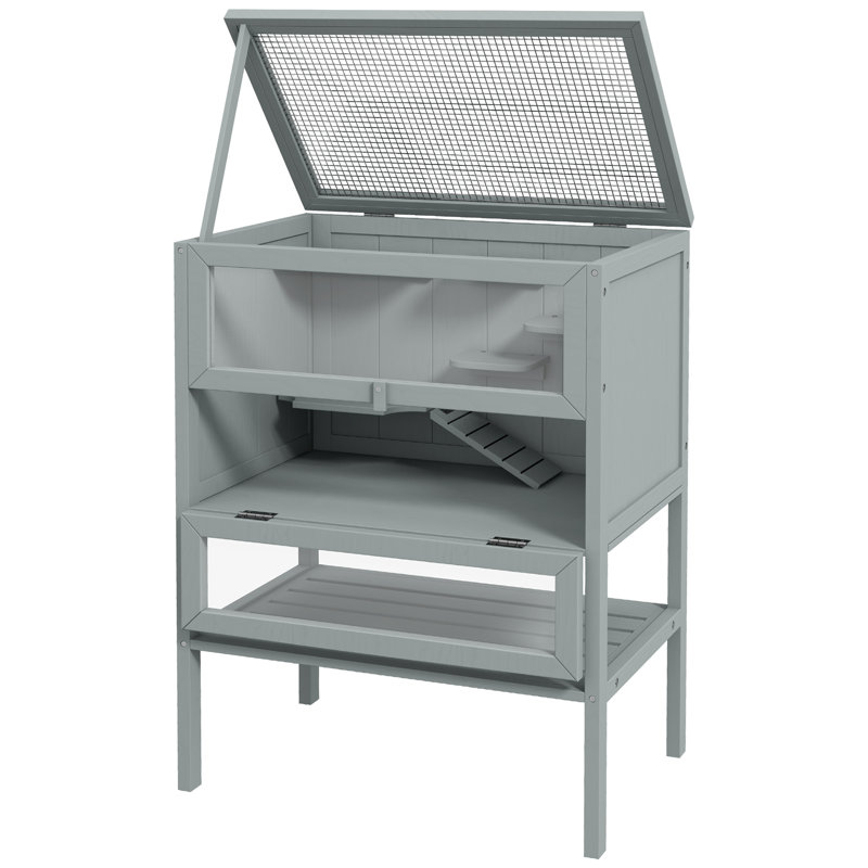 Cage à 3 niveaux en bois avec hamster