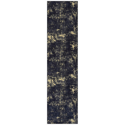 Tapis de couloir lavable antidérapant, à poils courts et antidérapant pour chambre à coucher, salon, - 2 pi 6 po x 10 pi (noir lavable, antidérapant, cuisine, chambre à coucher)