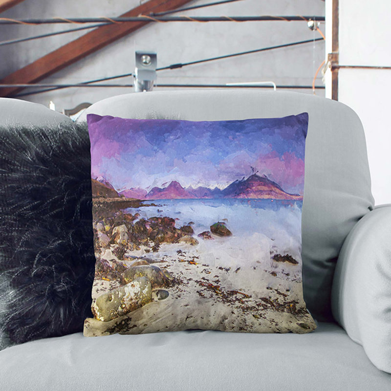Elgol Village in the Isle of Skye in Abstract Cushion with Filling, White, 40cm H x 40cm W x 15cm D