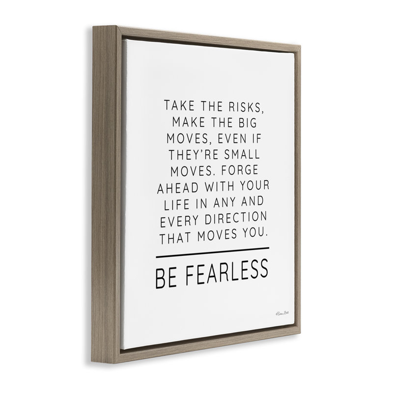 Cadre flottant inspirant Be Fearless, design par Susan Ball, Cadre flottant orme Montalcino, H 18 po x l 18 po