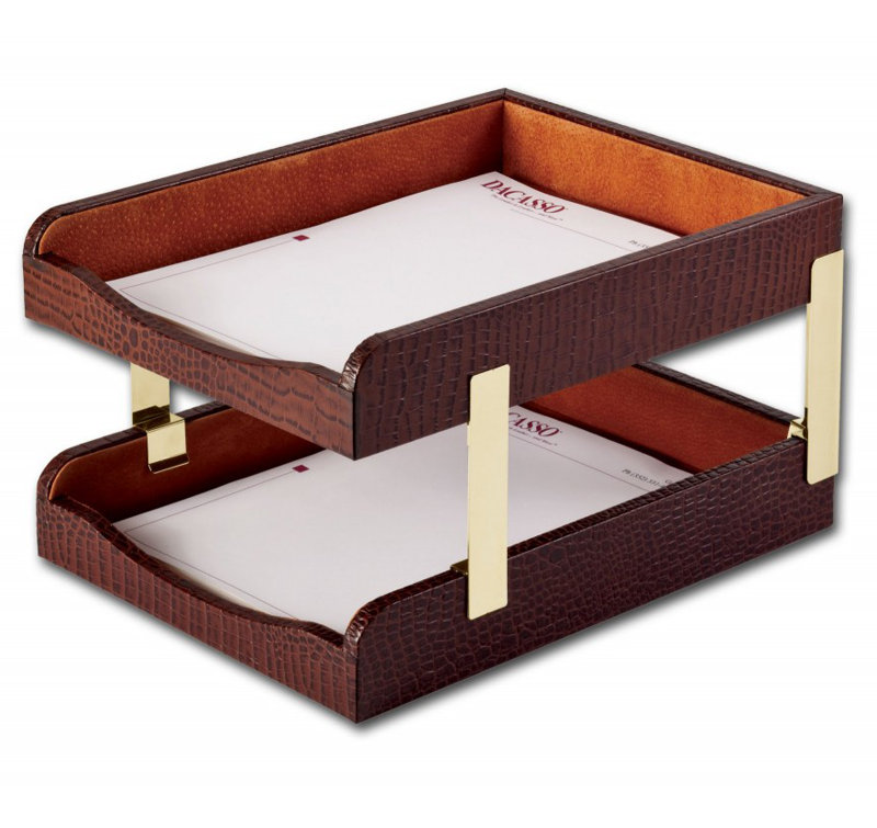 Leather File Organizer, Brown