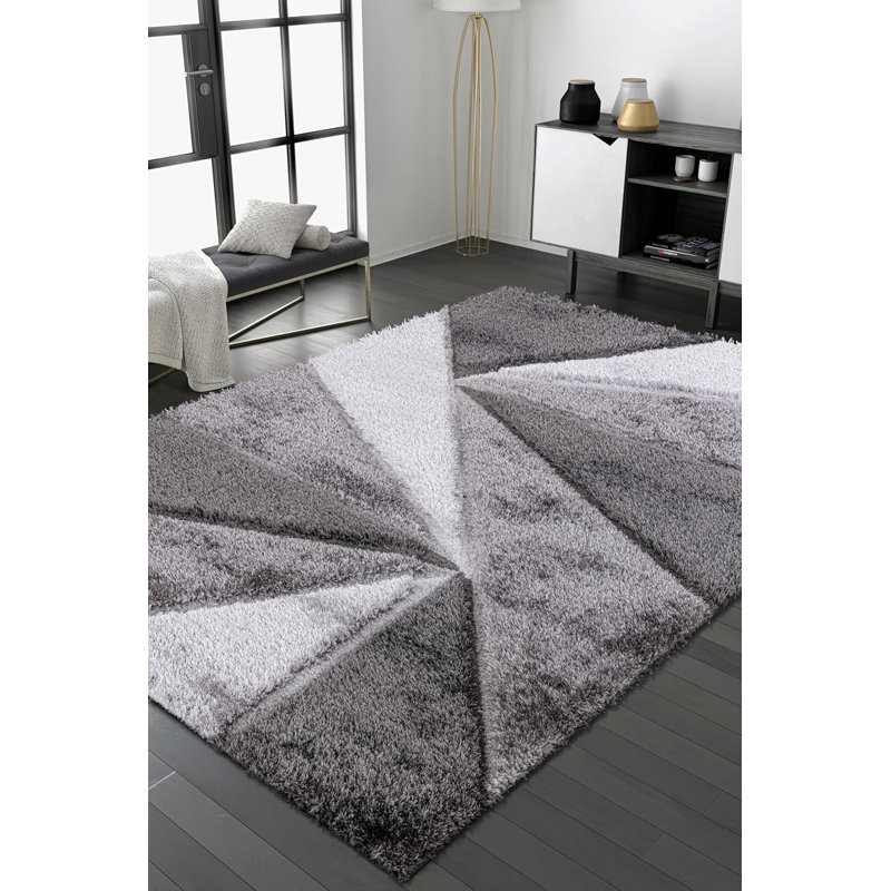 Alyha Geometric Machine Tufted Shag Indoor / Outdoor Area Rug, Rectangle 200.66 x 292.1cm