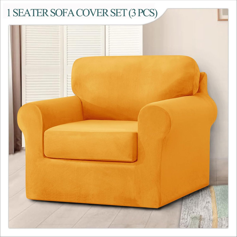 Sofa Cover With Separate Seat Cushions And Backrests Stretch Velvet Sofa Slipcover Couch Covers Furniture Protector Split Combined (1 Seat Set 3 PCS)