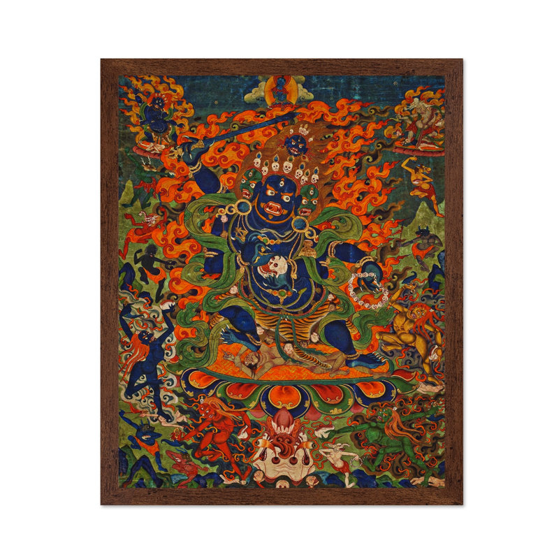 Mahakala à quatre visages, Affiche, H 12 po x l 16 po, Encadrement brun