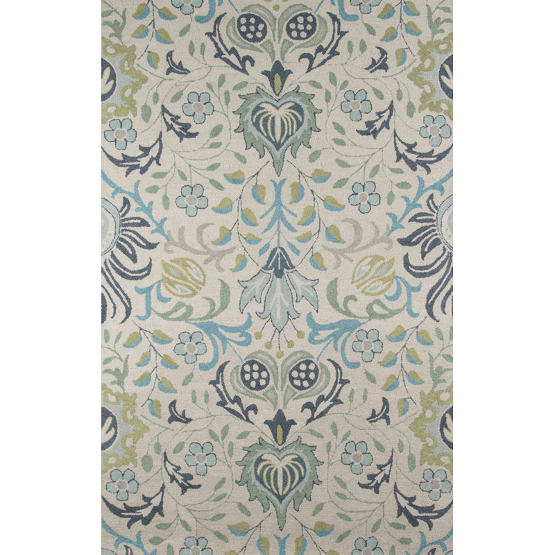 Tapis ikat en laine touffeté à la main bleu Annechien, Rectangle de 2 pi x 3 pi