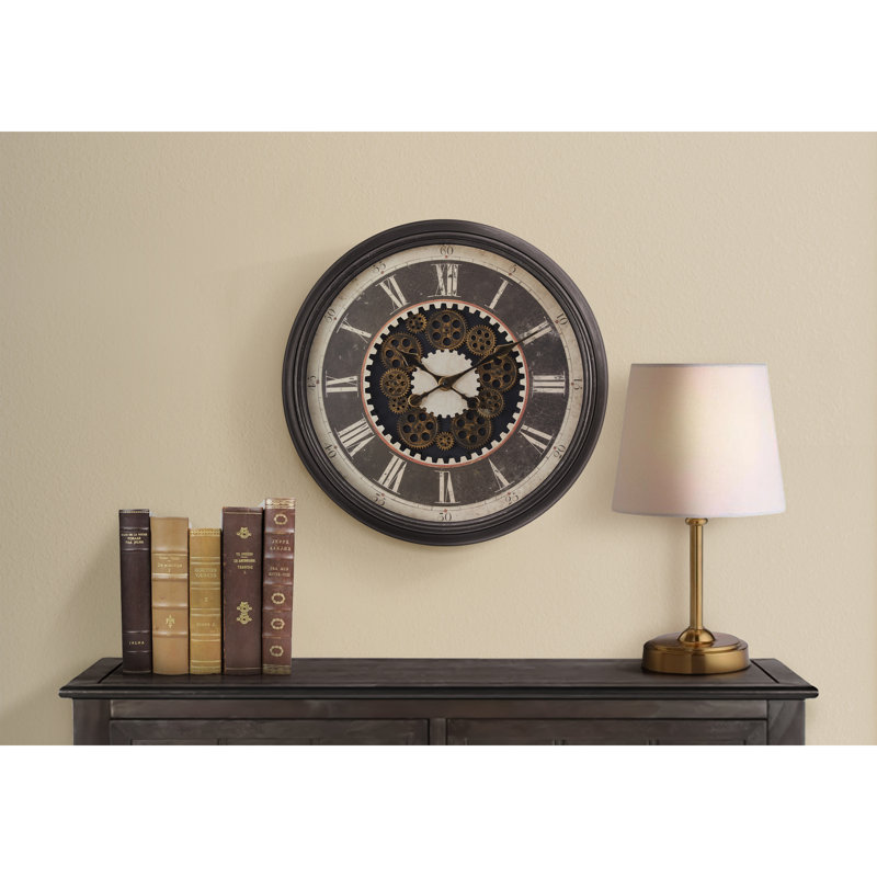 Rond, mécanisme d'engrenage, grande horloge murale