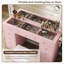 Dressing Table with Power Outlet and LED Mirror, 11 Drawers, 3 Lighting Modes, Glass Top, Stool-1584534459