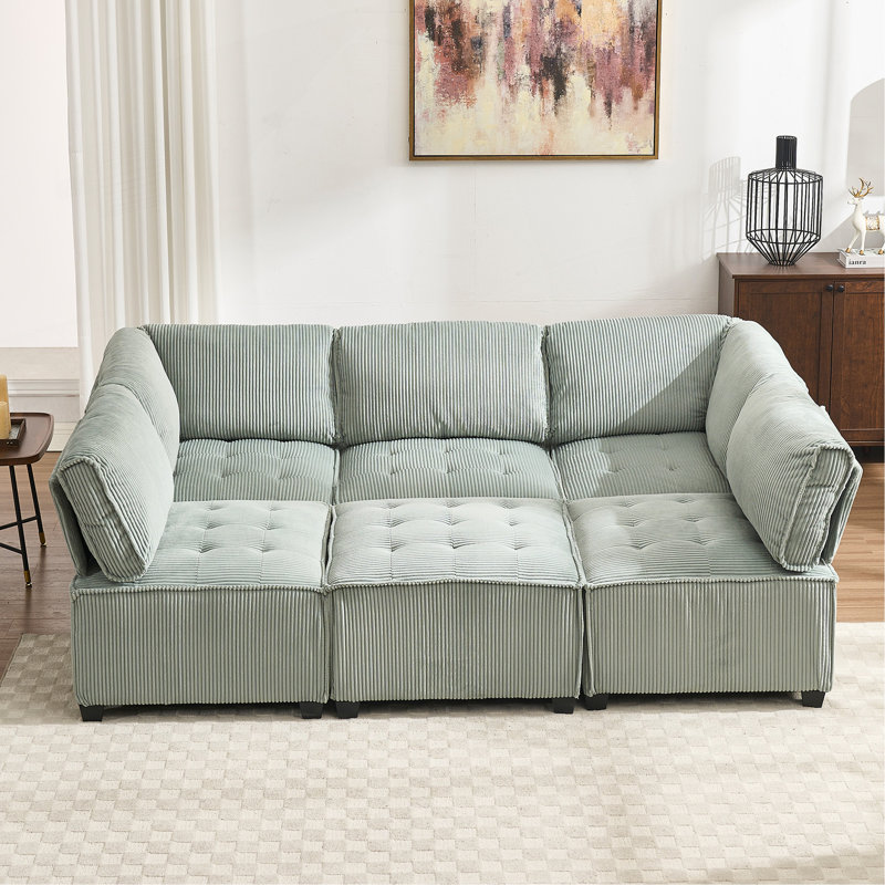 Sectional Sofa U Shaped Modular Couch With Reversible Chaise Modular Sofa Sectional Couch,6- Seat Convertible Sofa,Fit For Living Room
