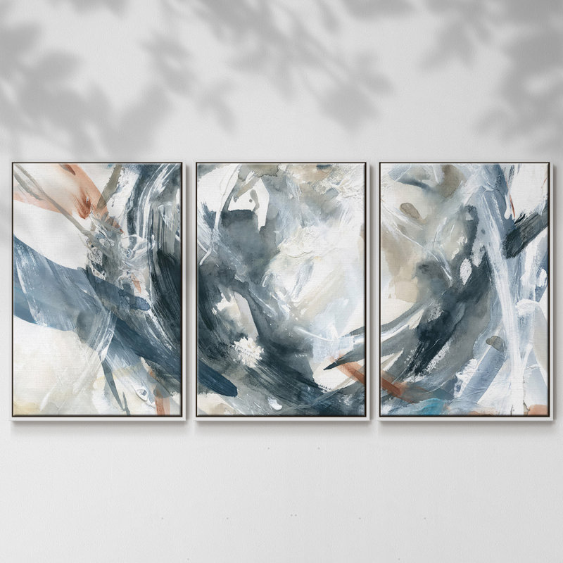 Hypnotic Array - Multi Piece Framed Canvas, 24" H x 48" W x 2" D, White