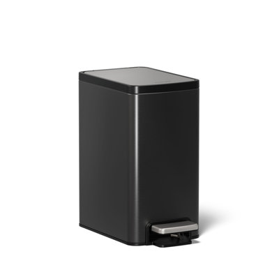 6-Liter Step Trash Can, Black Stainless