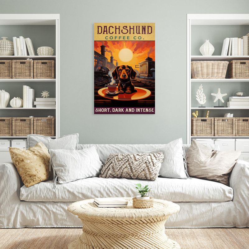 «Kiyara Dachshund Coffee Co», impression sur toile, H 36 po x l 24 po x P 1,25 po