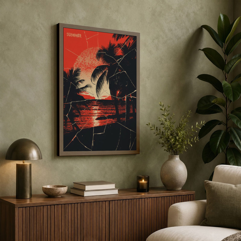 Summer in Profile Modern - Wrapped Canvas, 36x24 - 91.4 x 61.0 cm, Teal Border